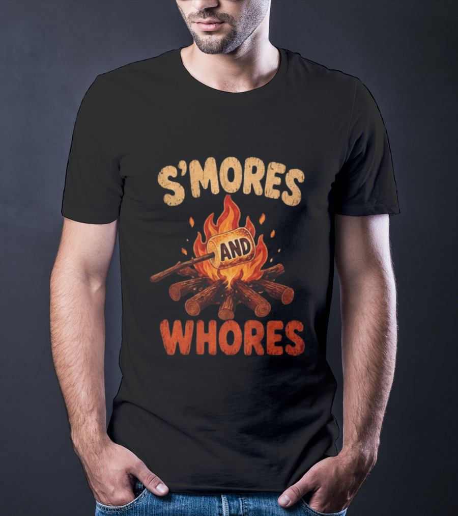 S'mores And Whores Campfire Humor Toasted Marshmallow T-Shirt