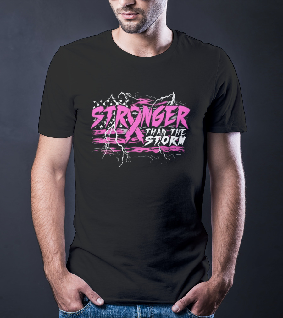 Stronger Than The Storm Pink Ribbon Breast Cancer Awareness T-Shirt
