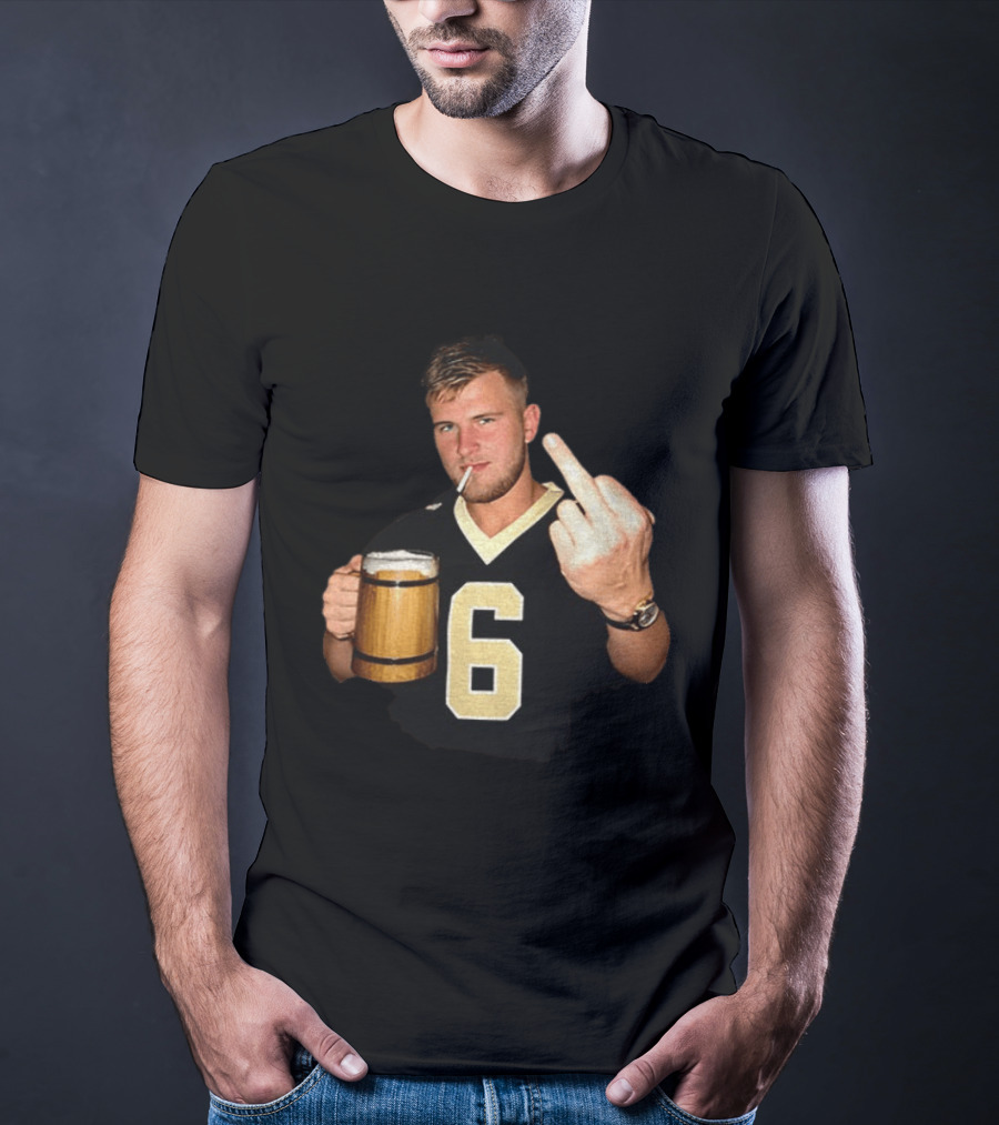 Tyler Shough Number 6 New Orleans Saints Middle Finger Gesture T-Shirt
