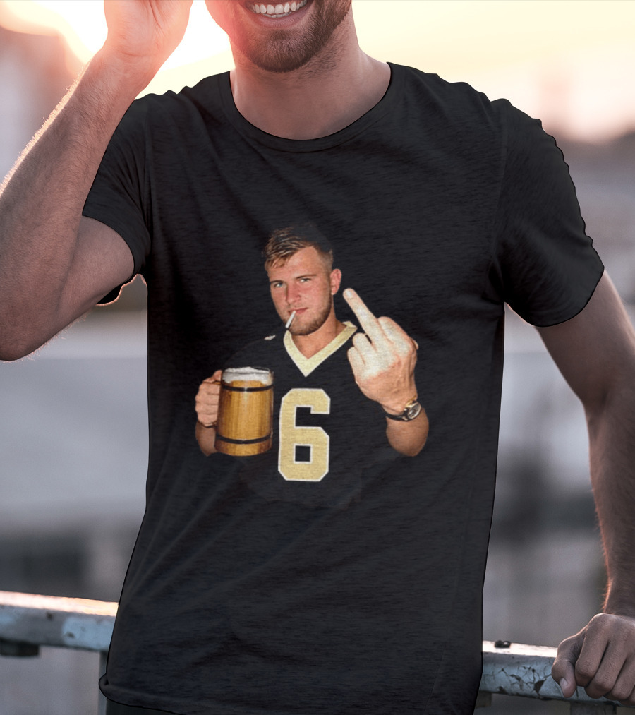 Tyler Shough Number 6 New Orleans Saints Middle Finger Gesture T-Shirt