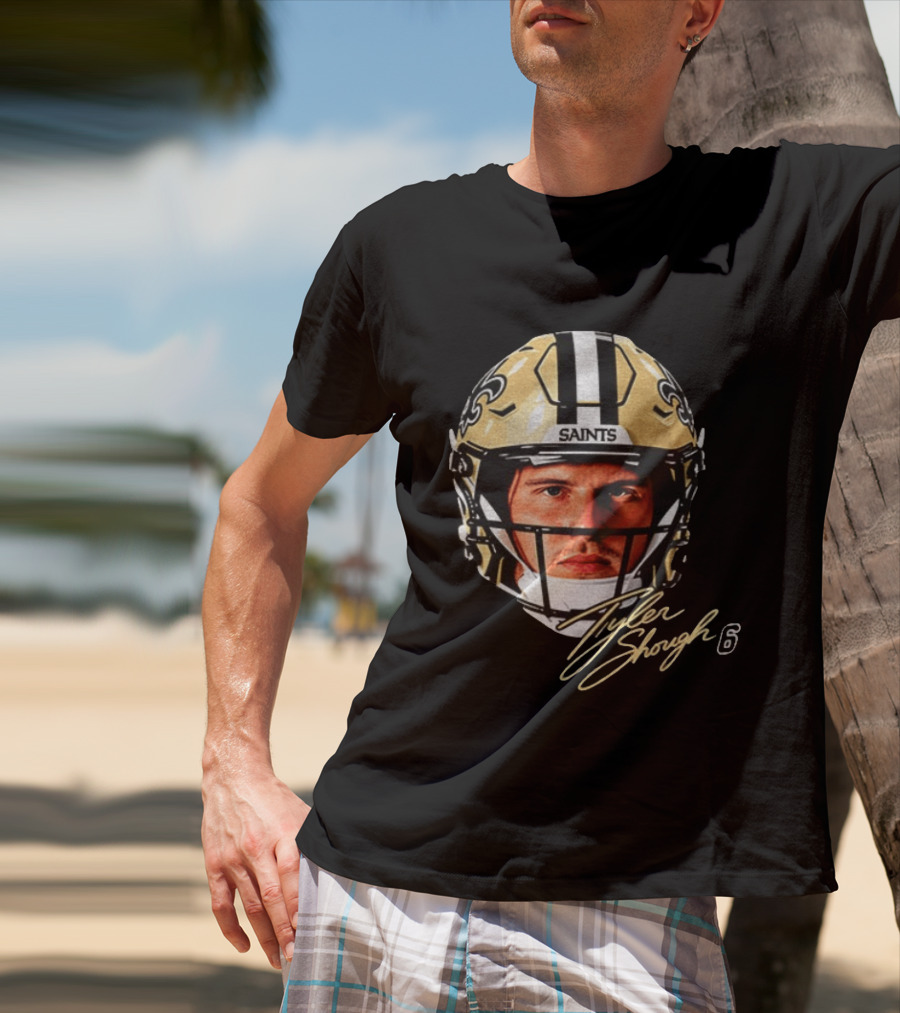 Tyler Shough New Orleans Saints Football Helmet Big Face 6 T-Shirt