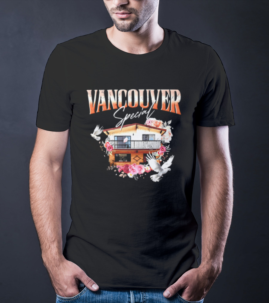 Vancouver Special House Flowers Doves T-Shirt