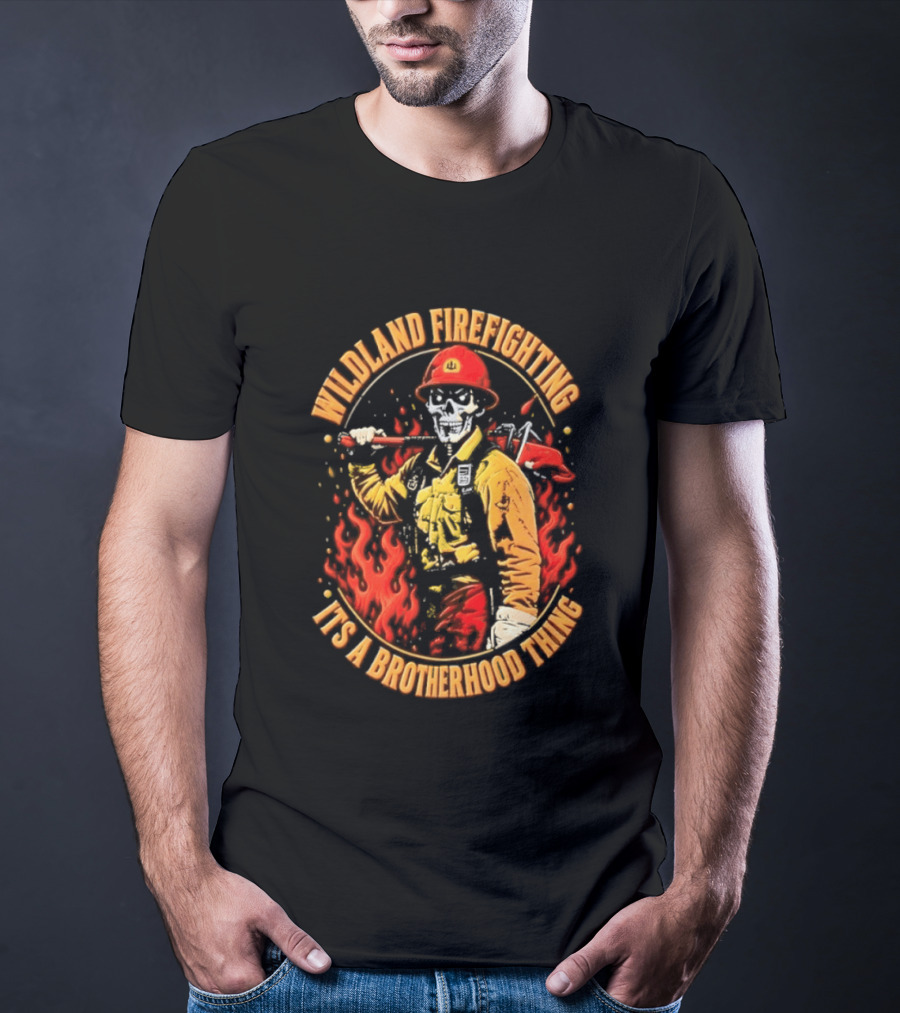 Wildland Firefighting Brotherhood Flames And Tools T-Shirt