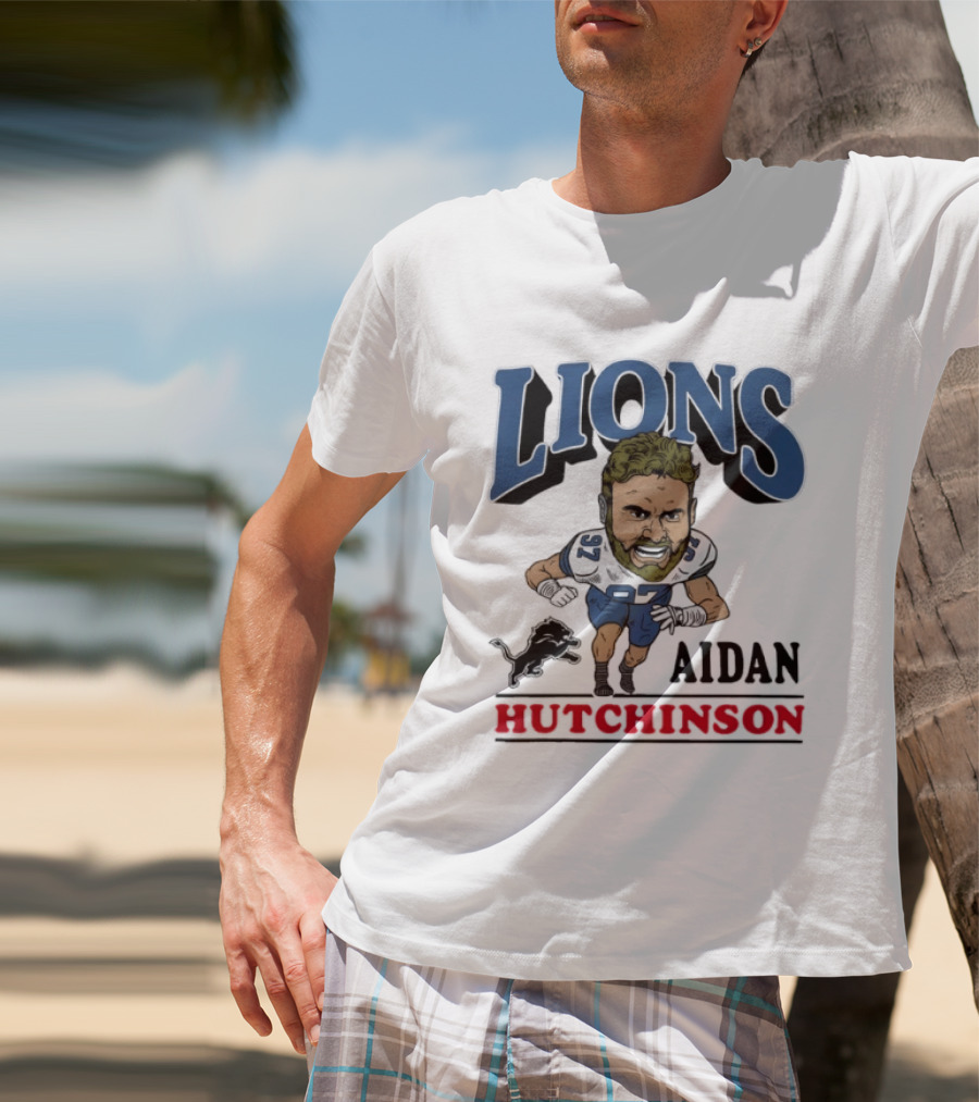 Lions Aidan Hutchinson Caricature 97 T-Shirt