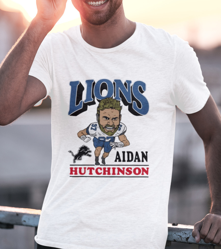 Lions Aidan Hutchinson Caricature 97 T-Shirt