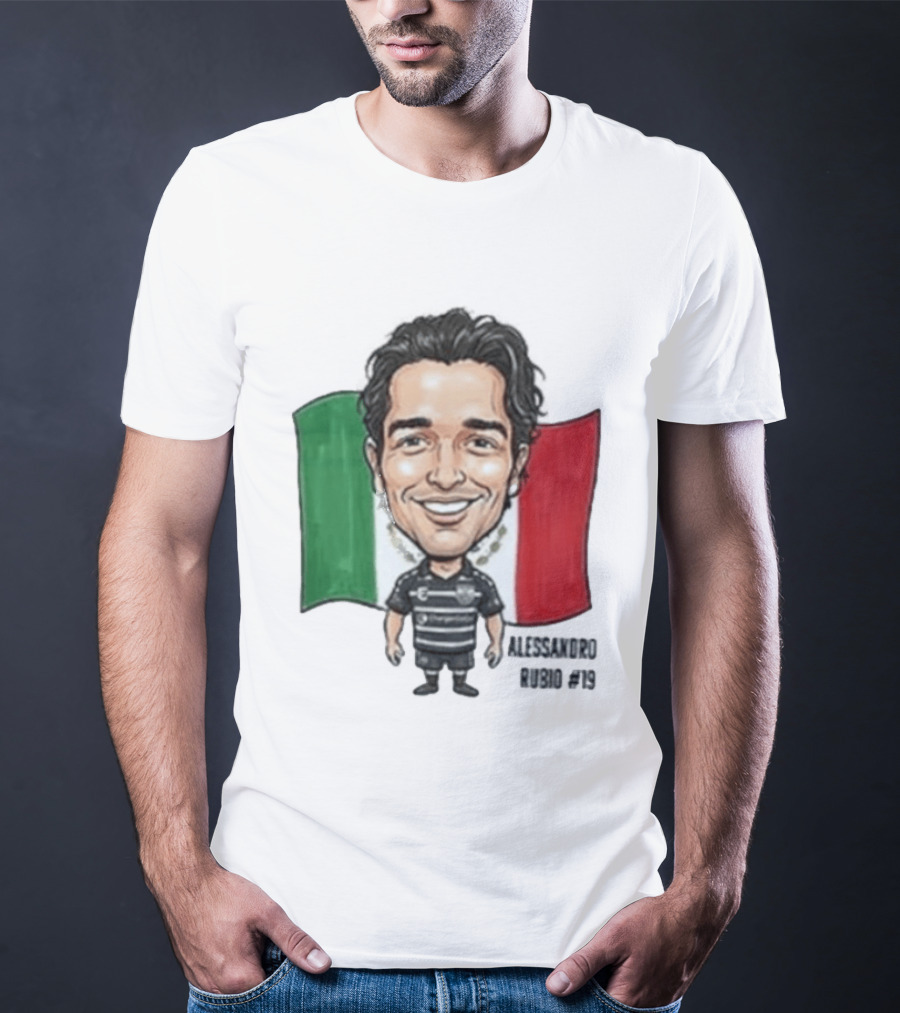 Alessandro Rubio No 19 Caricature Mexico Flag Football Jersey T-Shirt