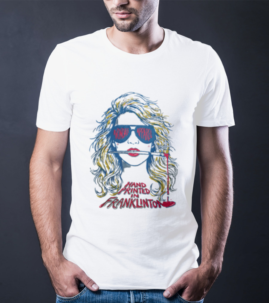 Avondale Apparel Hand Printed In Franklinton Woman Sunglasses Paintbrush T-Shirt