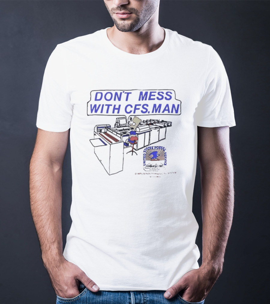 DON'T MESS WITH CFS MAN Bart Simpson Sitting At Computer Desk T-Shirt