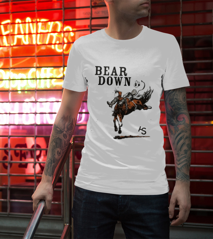 Bear Down Cowboy Rodeo Bucking Horse 15 T-Shirt