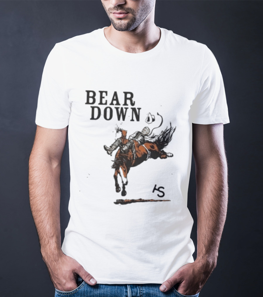 Bear Down Cowboy Rodeo Bucking Horse 15 T-Shirt