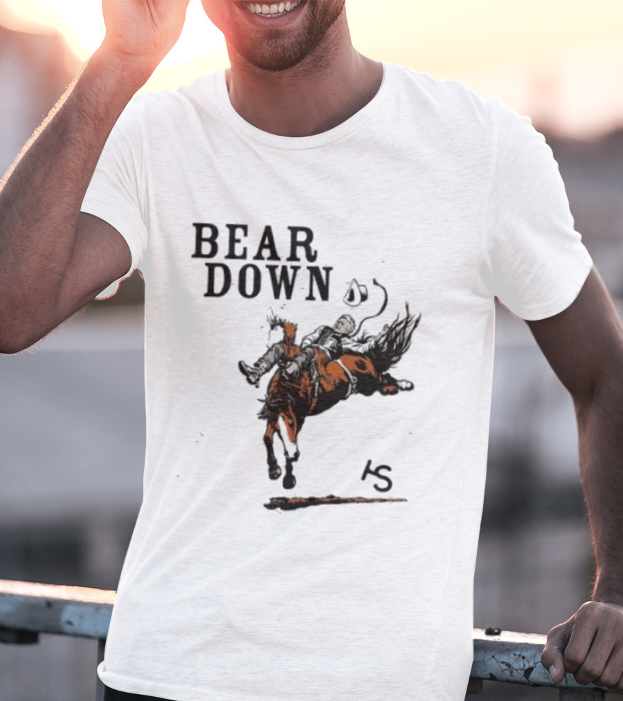 Bear Down Cowboy Rodeo Bucking Horse 15 T-Shirt