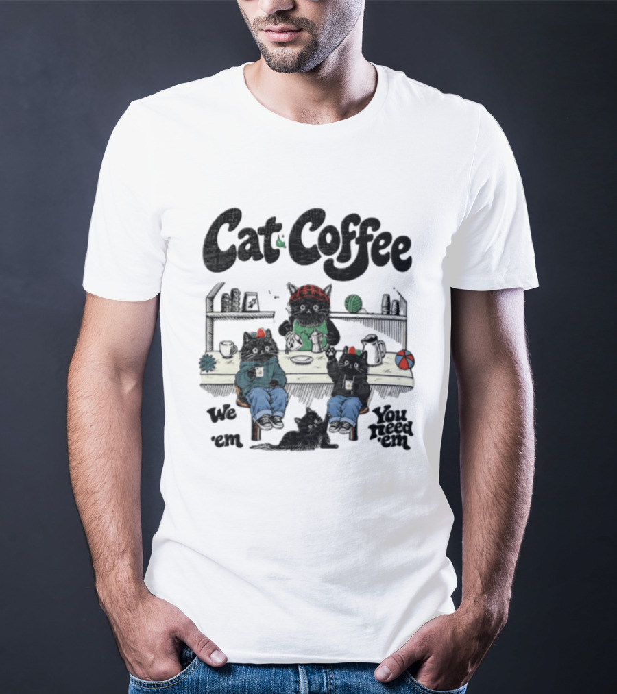 Cat Coffee Brew Them Need Three Black Cats T-Shirt
