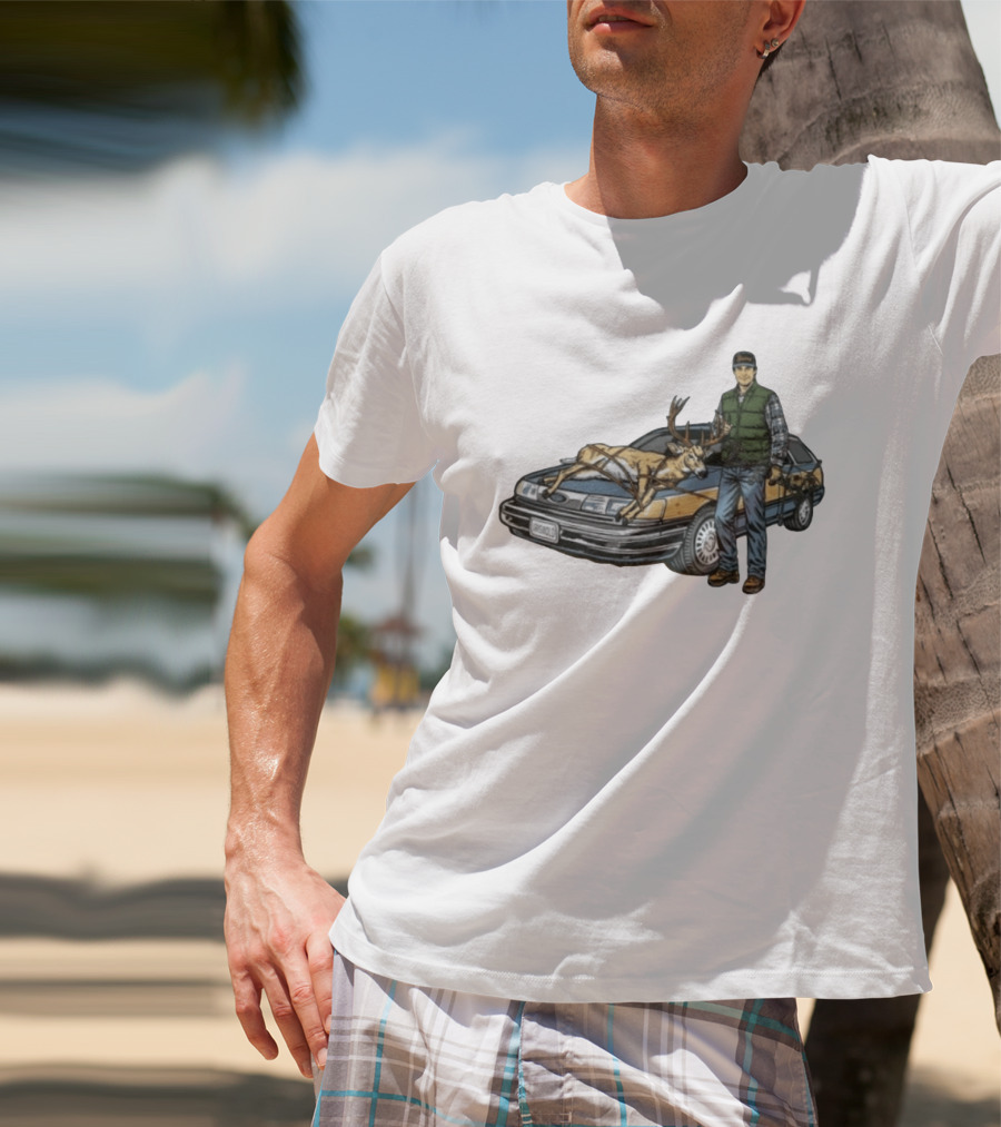 Clark Griswold Christmas Vacation With Deer On Car T-Shirt