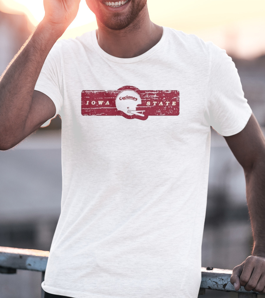 Distressed Vintage Iowa State Cyclones Football Helmet T-Shirt
