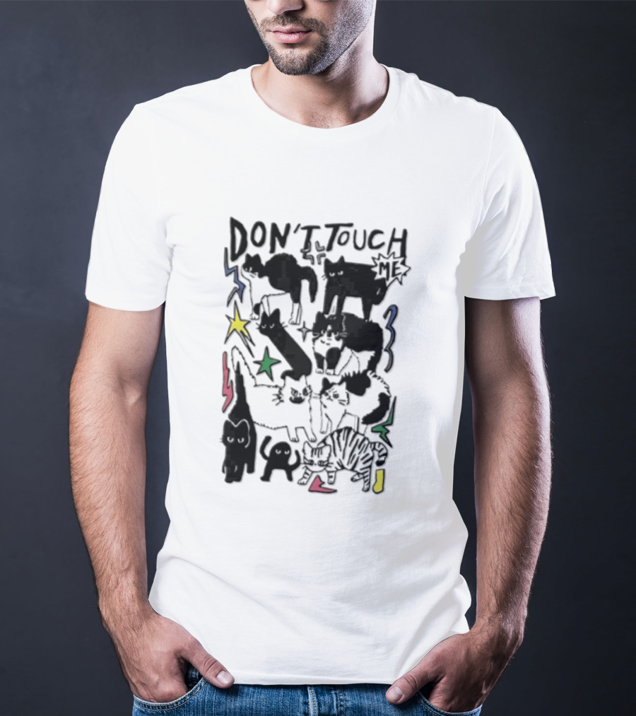 DON'T TOUCH ME Multiple Cats Stars Lightning T-Shirt