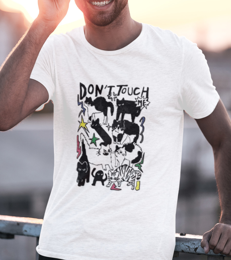 DON'T TOUCH ME Multiple Cats Stars Lightning T-Shirt