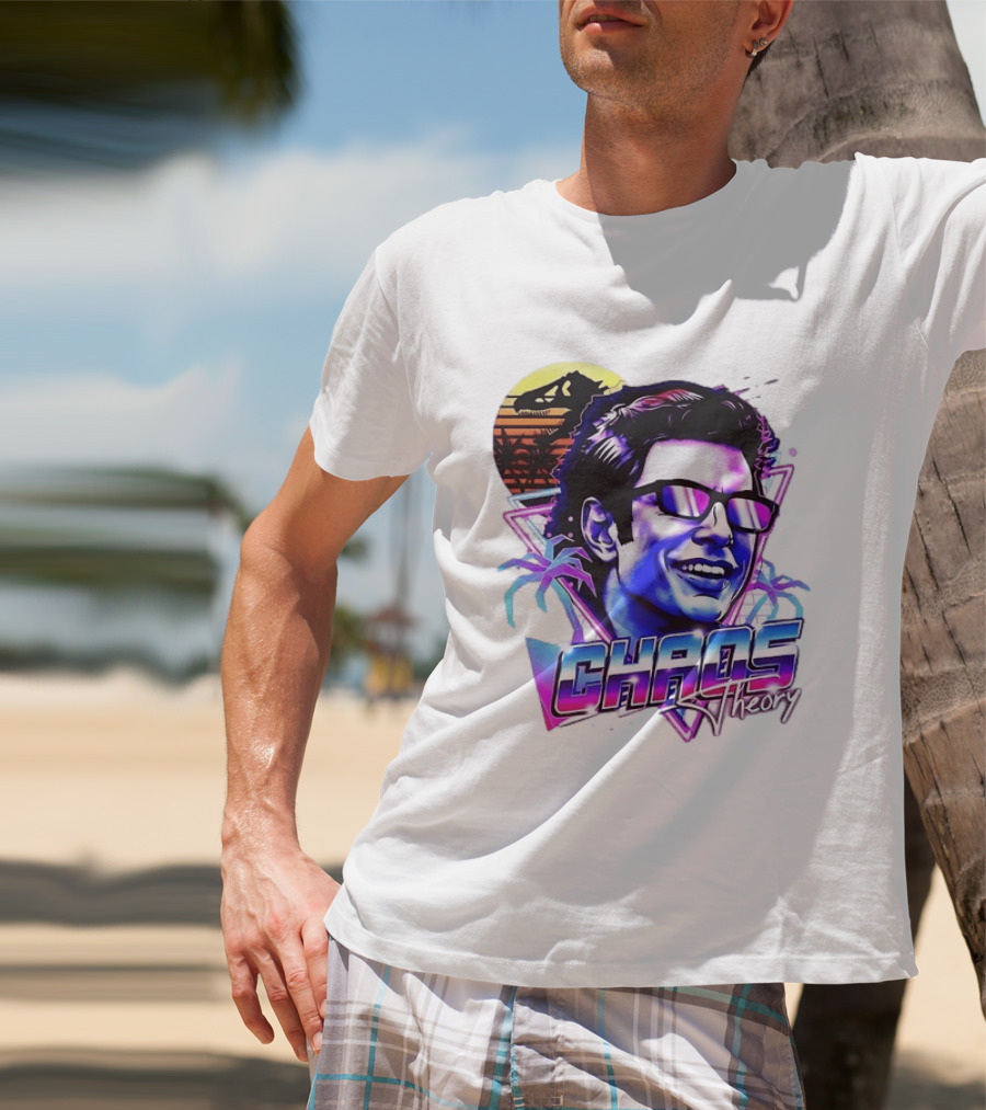 Jurassic Park Jeff Goldblum Chaos Theory Retro Neon T-Shirt
