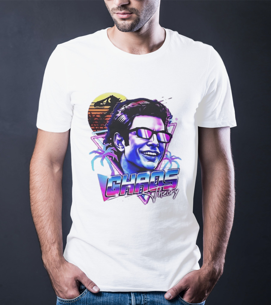 Jurassic Park Jeff Goldblum Chaos Theory Retro Neon T-Shirt