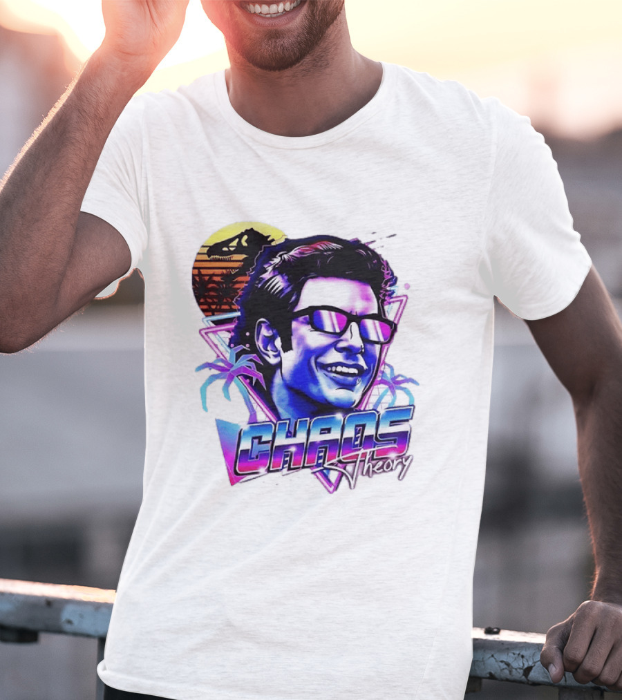 Jurassic Park Jeff Goldblum Chaos Theory Retro Neon T-Shirt