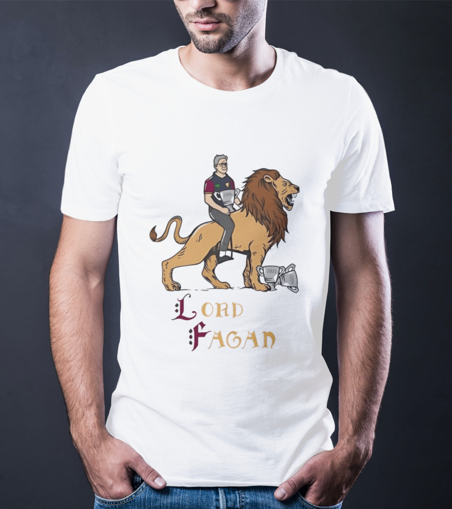Lord Fagan Brisbane Lions 2024 Premiership Trophy Holder Riding Lion T-Shirt