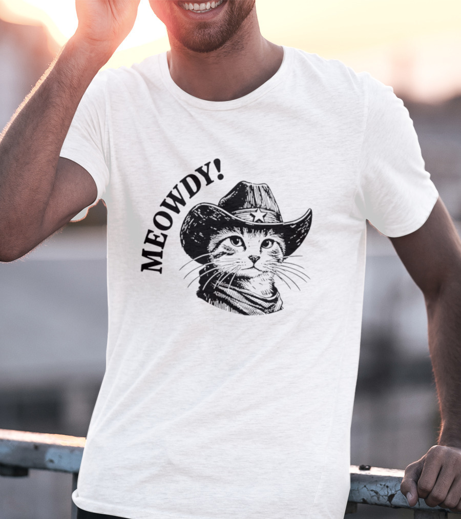 Meowdy Cowboy Cat Star Hat Western Kitten T-Shirt