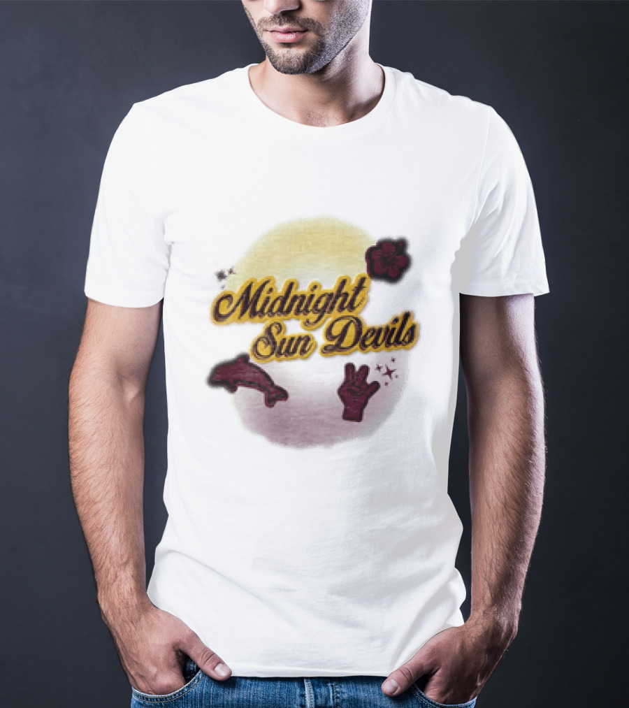 Midnight Sun Devils Hibiscus Flower Dolphin And Peace Sign T-Shirt