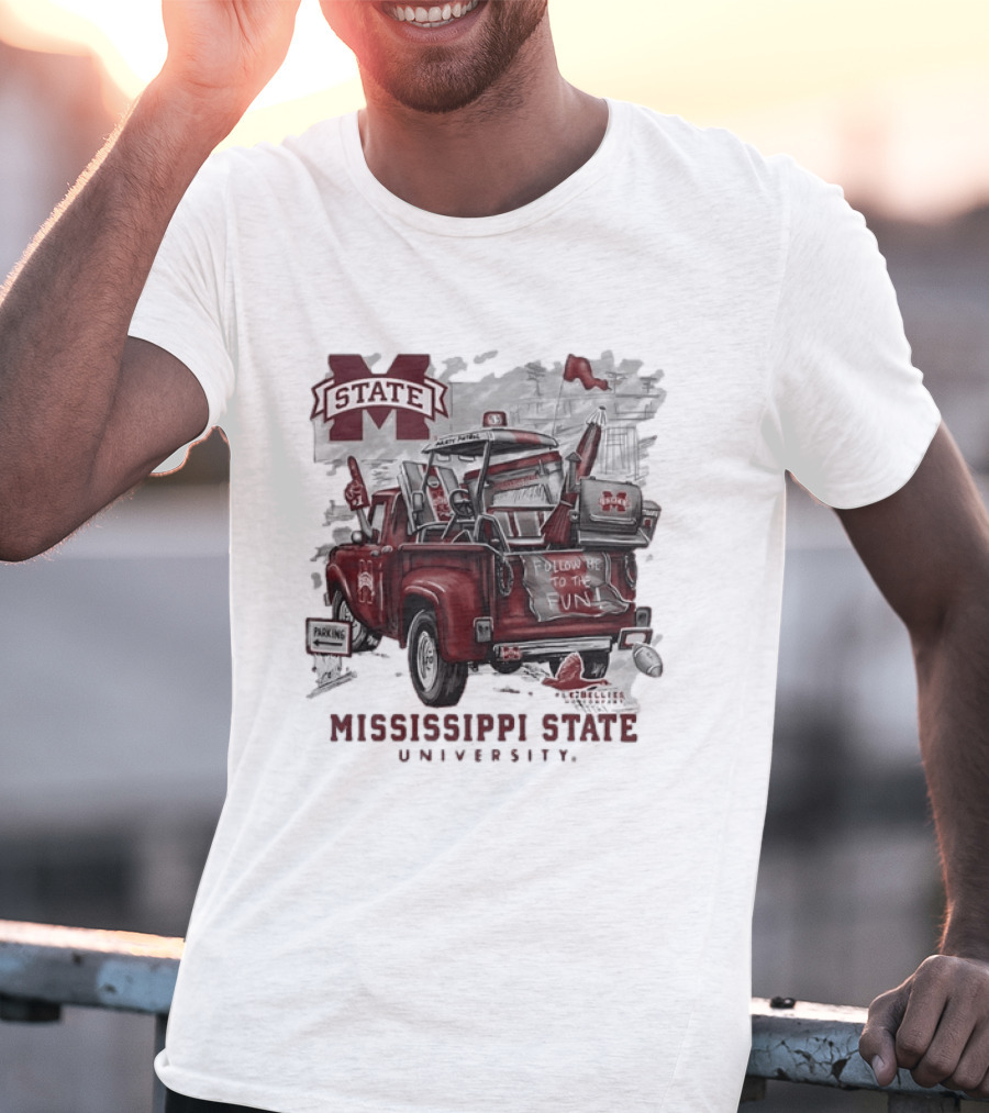 Mississippi State University Bulldogs Vintage Truck Follow Me To The Fun T-Shirt