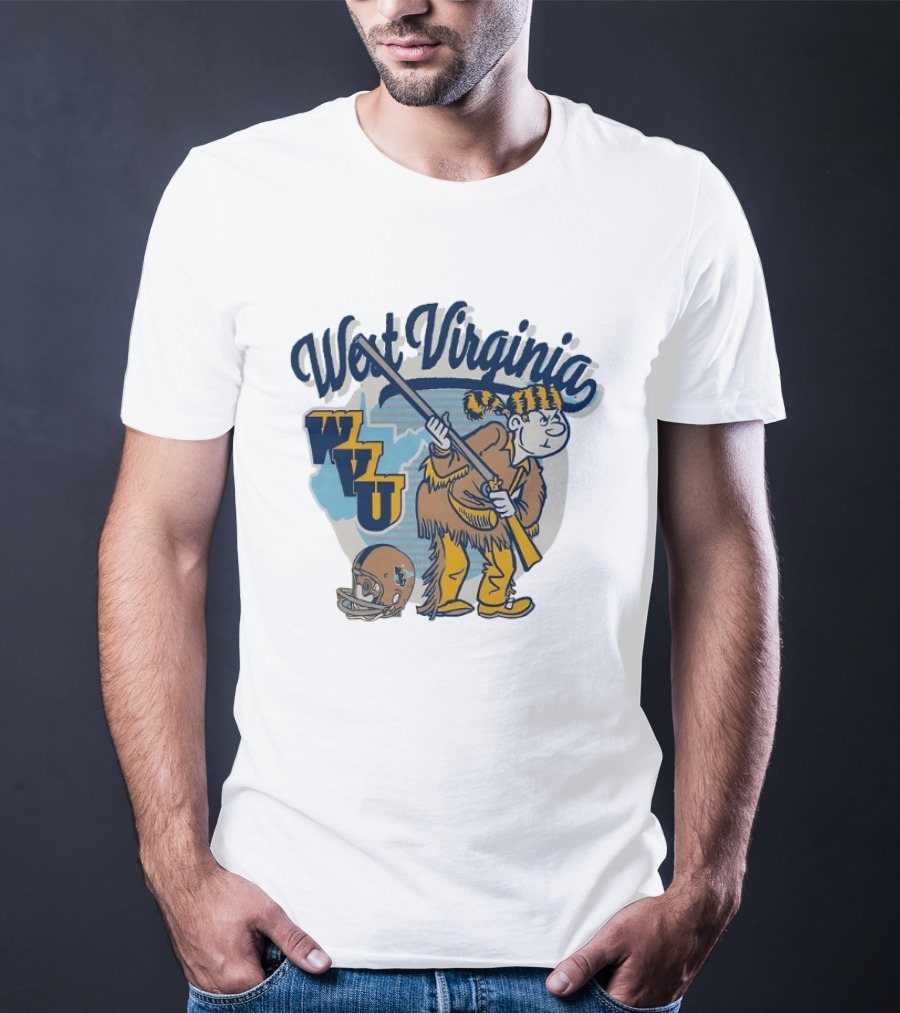 West Virginia Mountaineers WVU Mascot With Rifle And Helmet T-Shirt