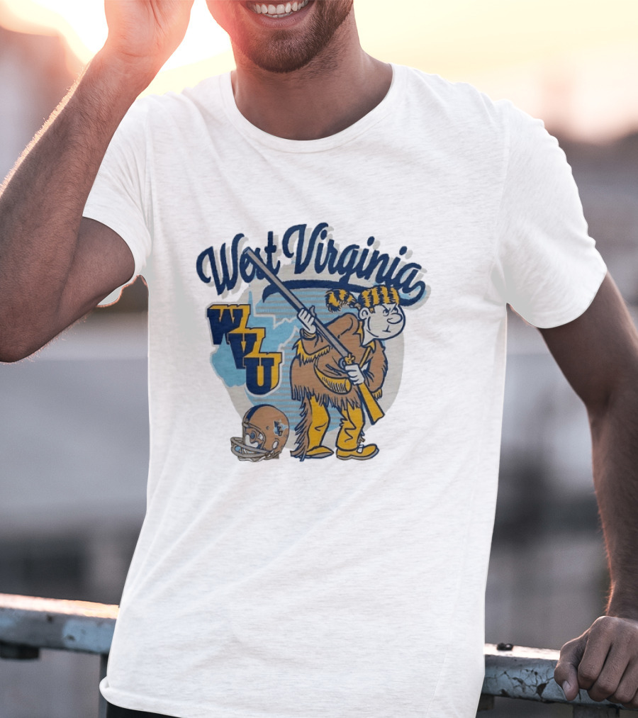 West Virginia Mountaineers WVU Mascot With Rifle And Helmet T-Shirt