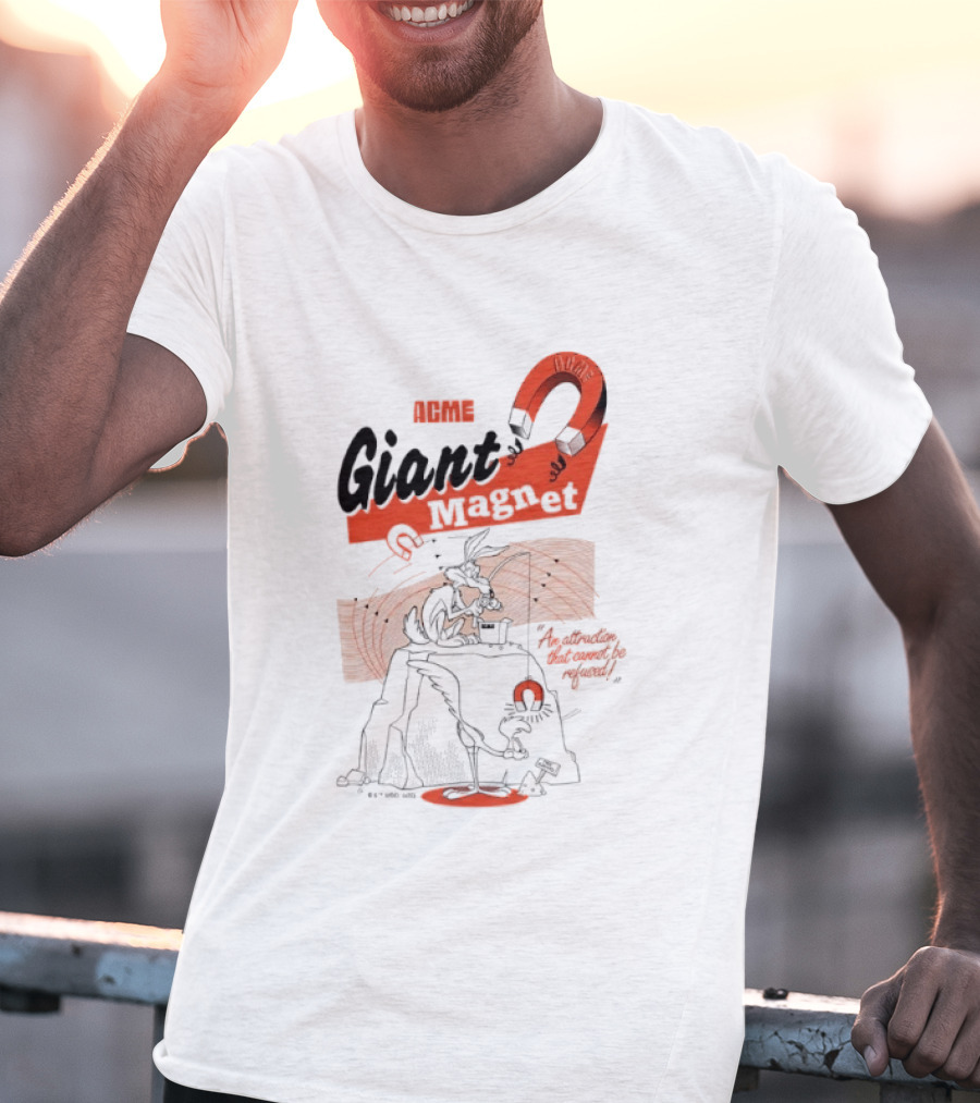 ACME Giant Magnet Wile E Coyote Road Runner Stimulation Speed T-Shirt