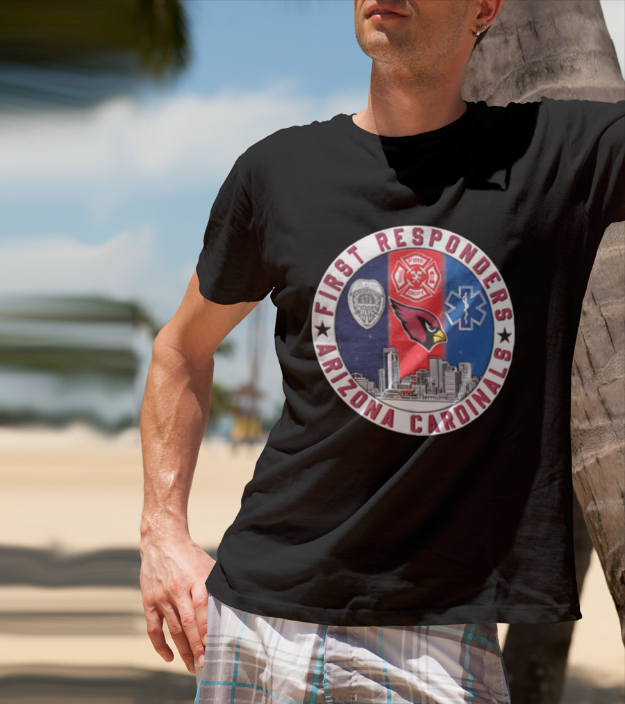 Arizona Cardinals First Responders Police Fire Medical Emblems Skyline T-Shirt