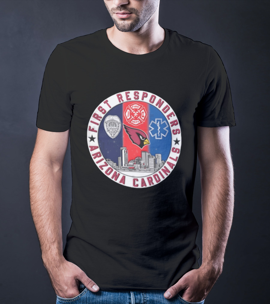 Arizona Cardinals First Responders Police Fire Medical Emblems Skyline T-Shirt