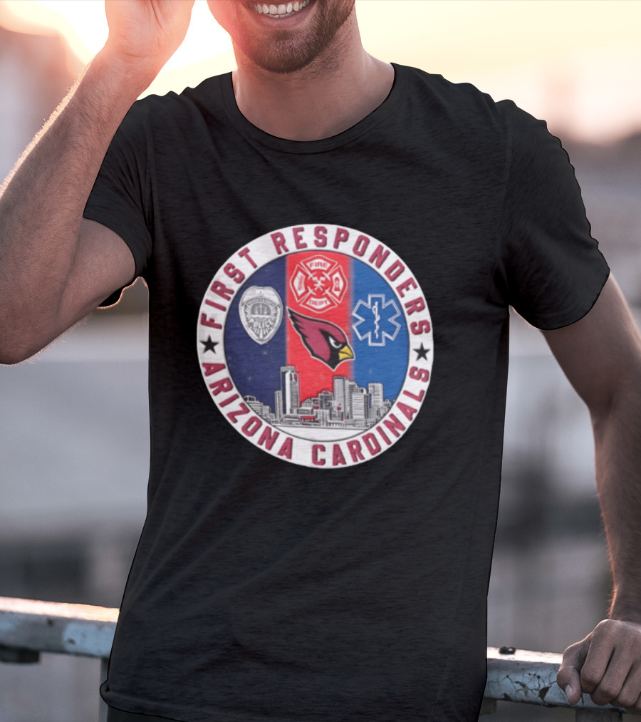 Arizona Cardinals First Responders Police Fire Medical Emblems Skyline T-Shirt