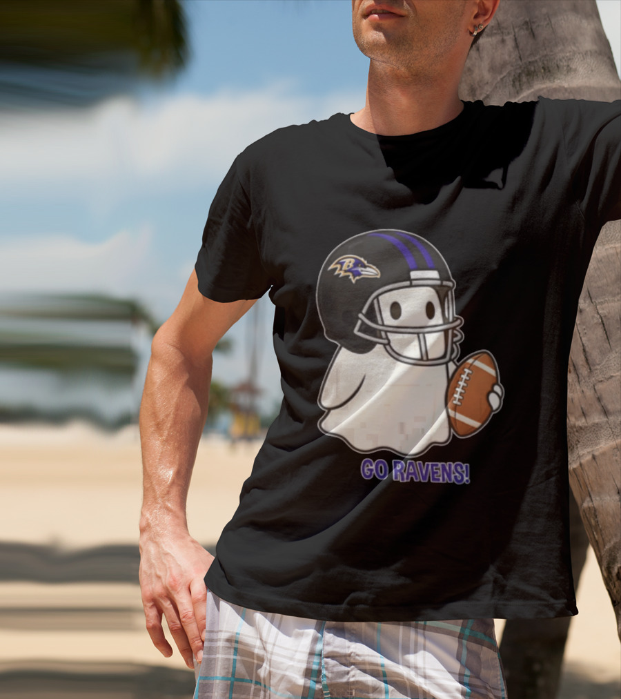 Baltimore Ravens Ghost In Football Helmet Go Ravens Football T-Shirt