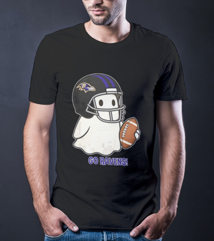 Baltimore Ravens Ghost In Football Helmet Go Ravens Football T-Shirt