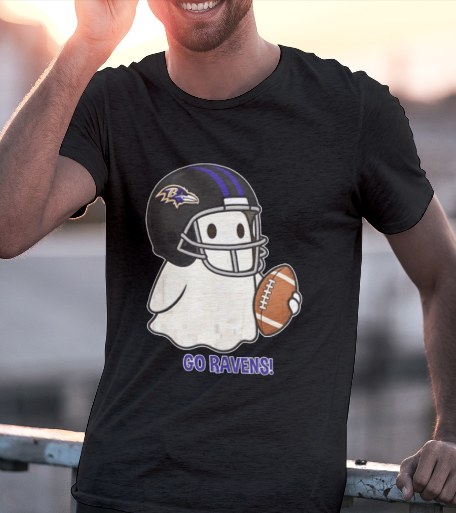 Baltimore Ravens Ghost In Football Helmet Go Ravens Football T-Shirt