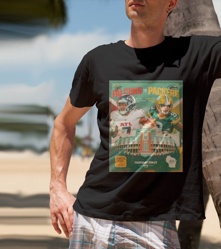 Bijan Robinson Christian Watson Falcons Vs Packers Lambeau Field Thursday 7PM ET Prime 2026 T-Shirt