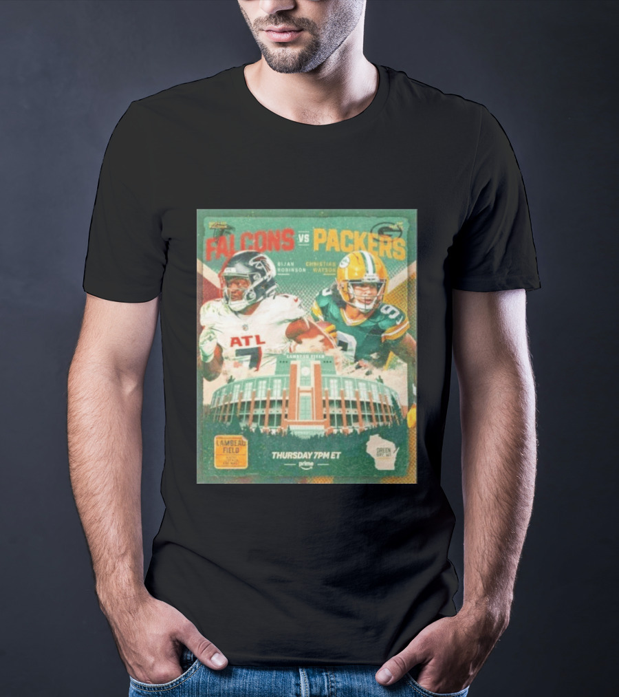 Bijan Robinson Christian Watson Falcons Vs Packers Lambeau Field Thursday 7PM ET Prime 2026 T-Shirt