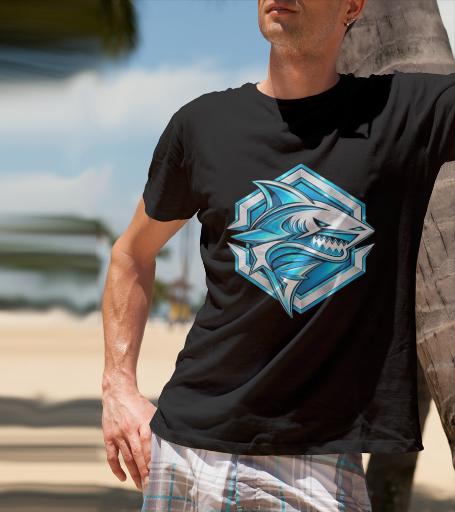 Blue Shark Hexagon Esports Gaming Shark T-Shirt