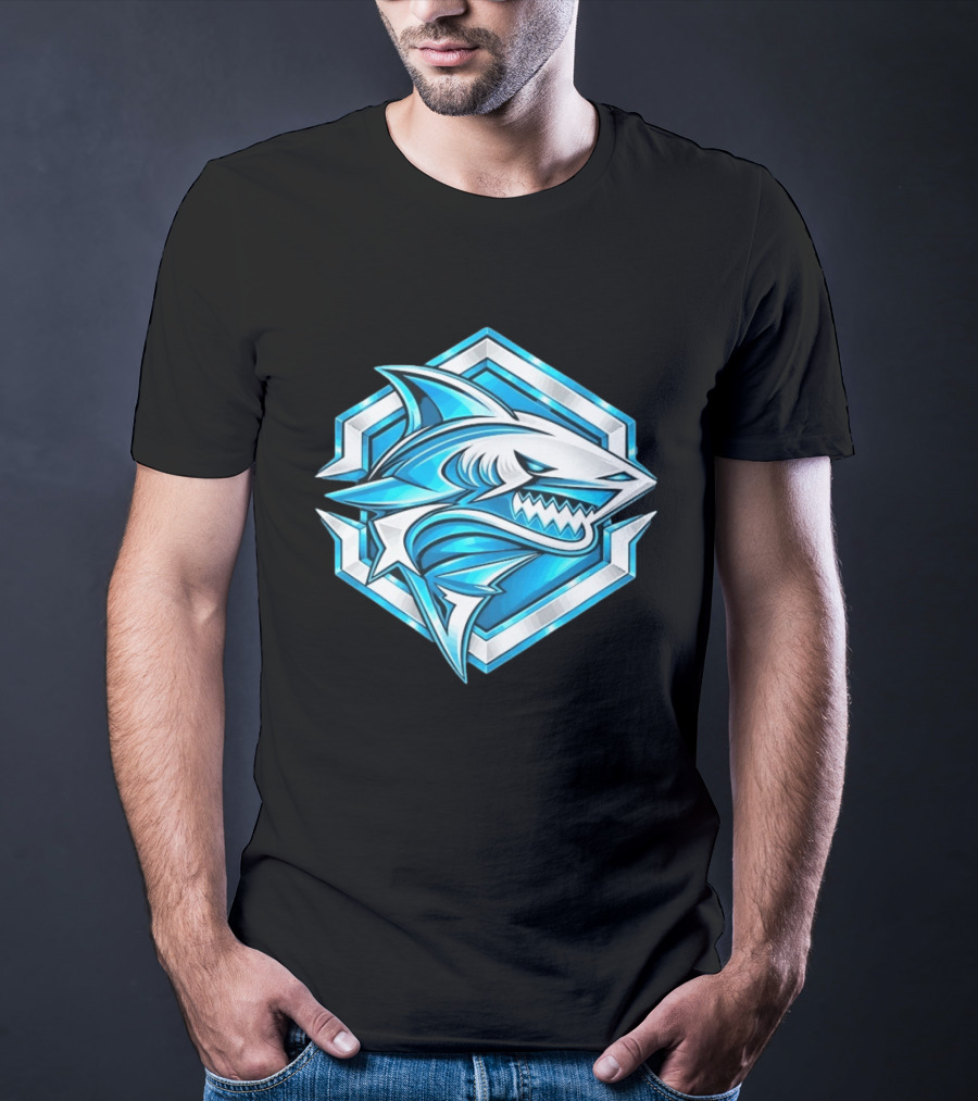 Blue Shark Hexagon Esports Gaming Shark T-Shirt