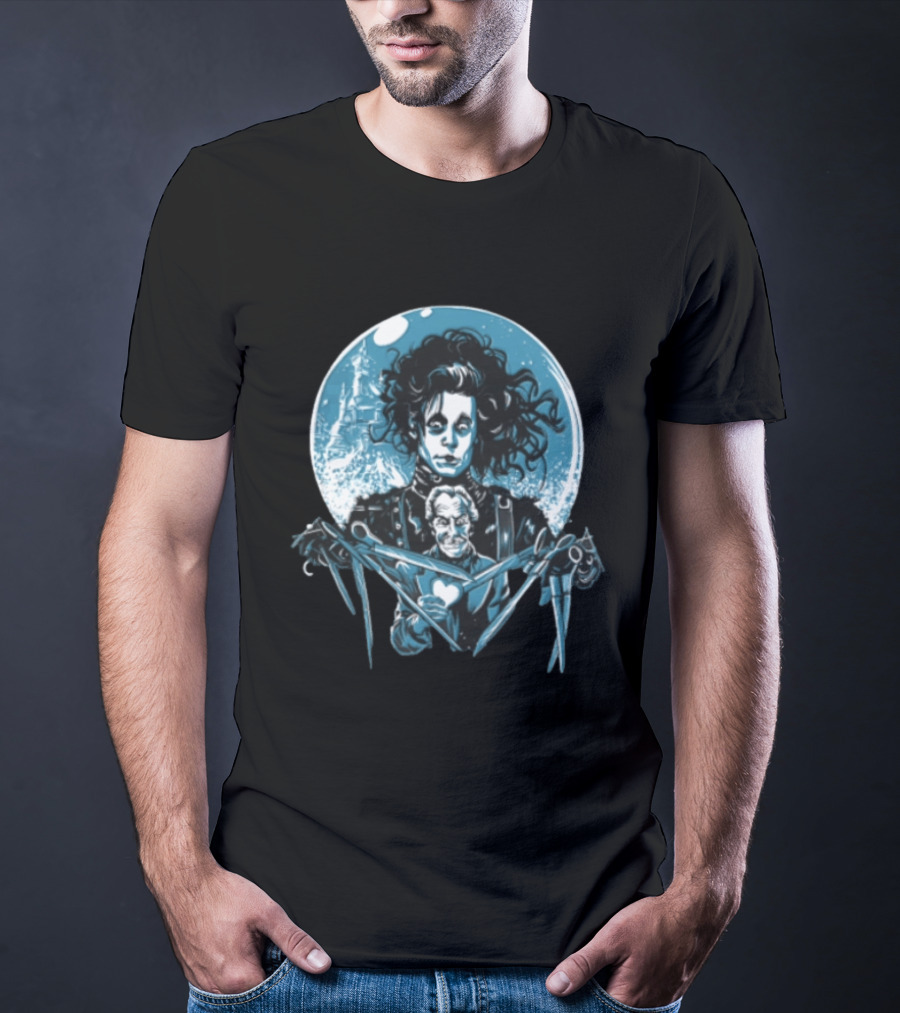 Edward Scissorhands Iconic Johnny Depp Vincent Price Heart Scissors Image T-Shirt