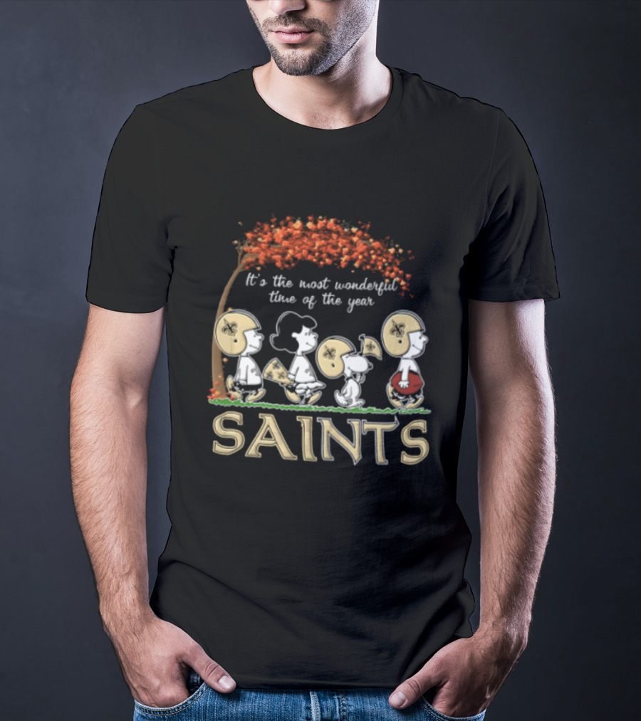 New Orleans Saints Charlie Brown Snoopy It's The Most Wonderful Time Of The Year T-Shirt
