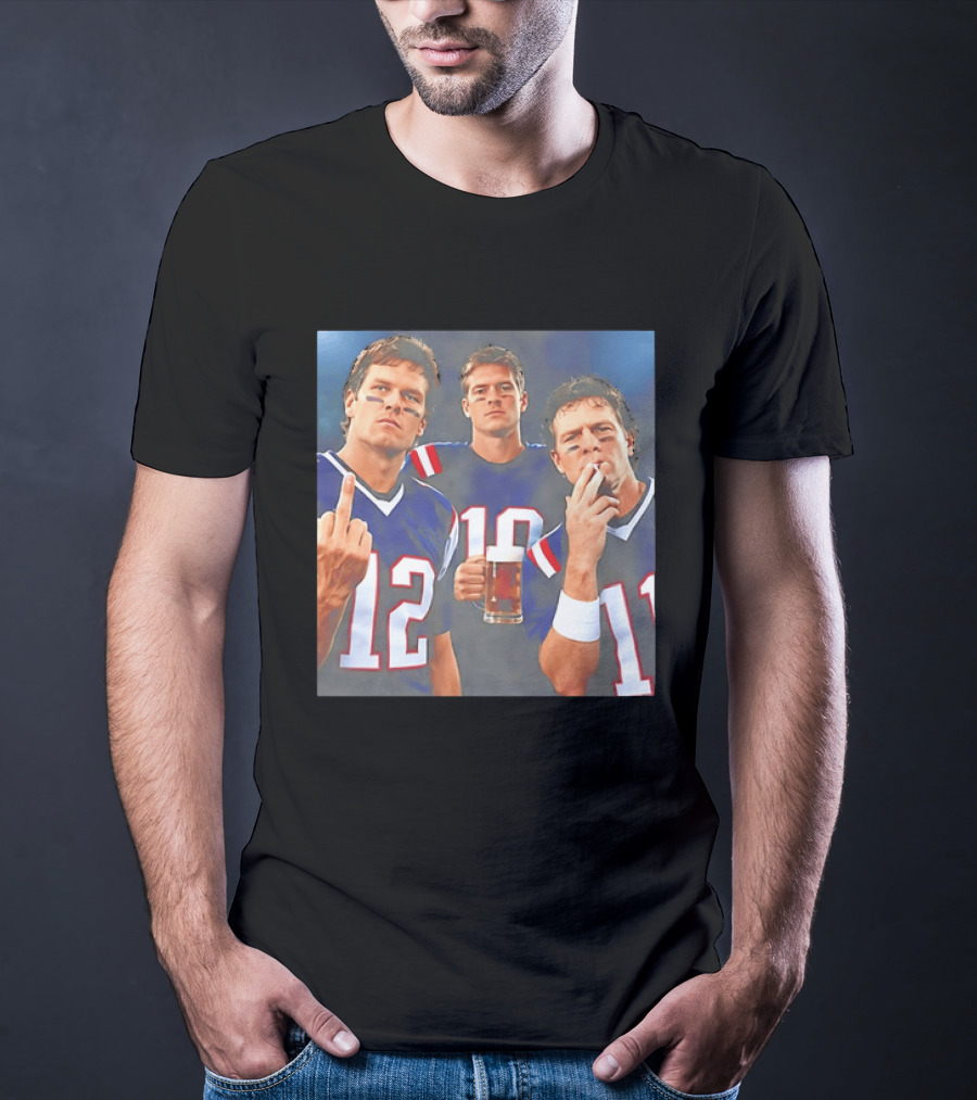 Tom Brady Drake Maye Drew Bledsoe New England Patriots Beer Middle Finger T-Shirt