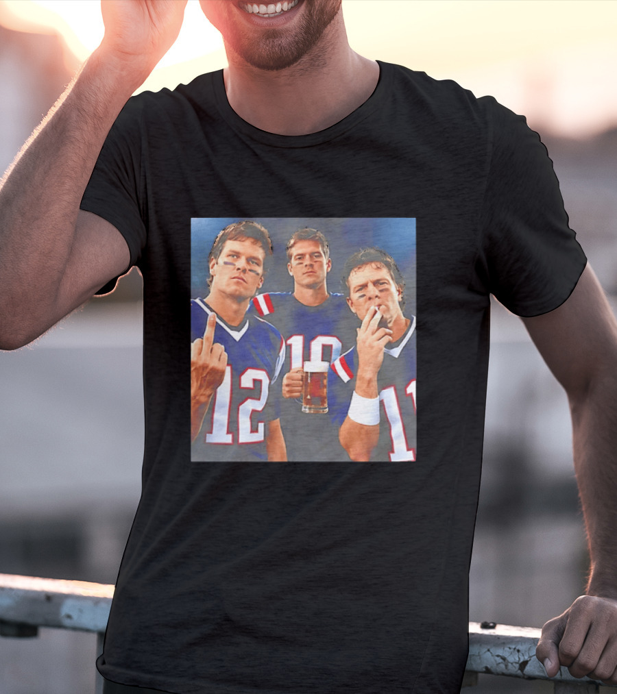 Tom Brady Drake Maye Drew Bledsoe New England Patriots Beer Middle Finger T-Shirt