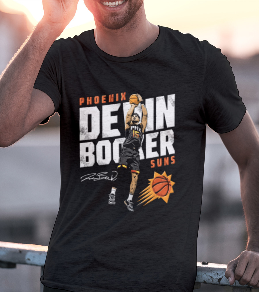 Phoenix Suns Devin Booker Jump Shot NBA Basketball T-Shirt