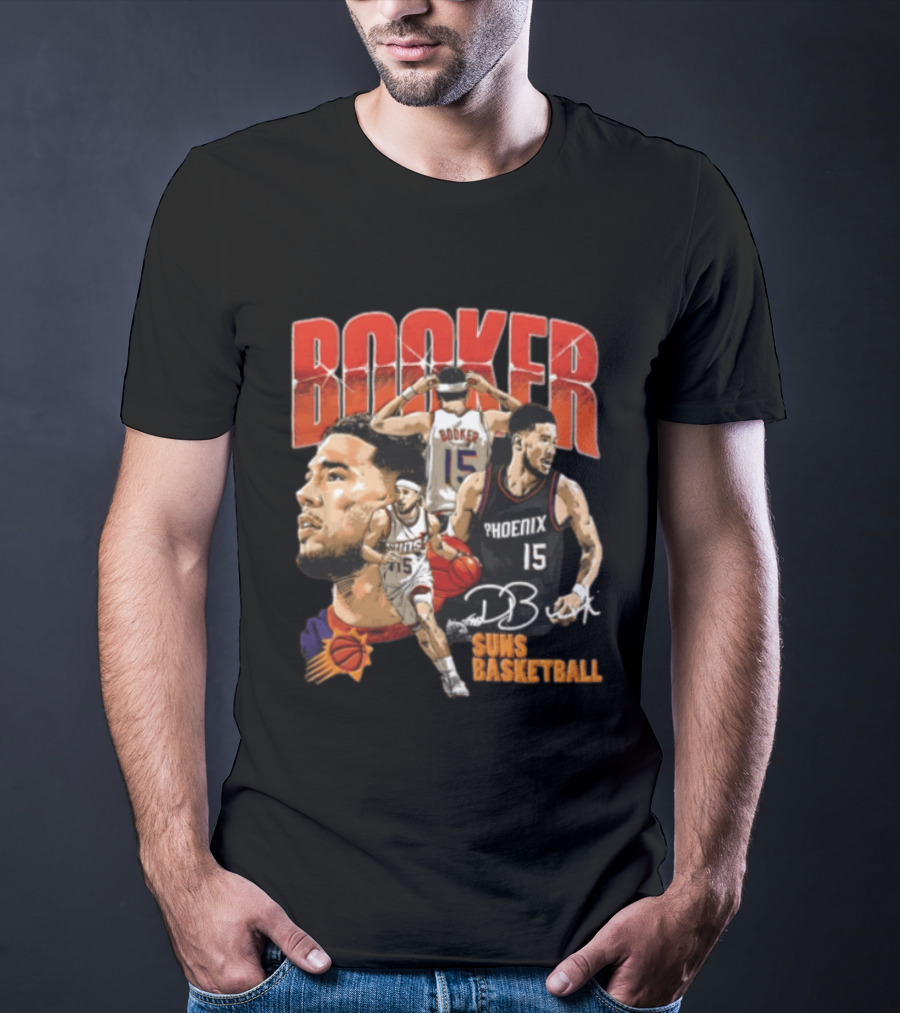 Devin Booker Phoenix Suns Basketball Player Action 15 Suns NBA Basketball T-Shirt