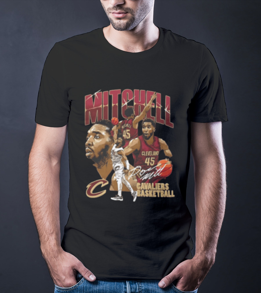 Donovan Mitchell Cleveland Cavaliers Basketball 45 Player Action Poses T-Shirt