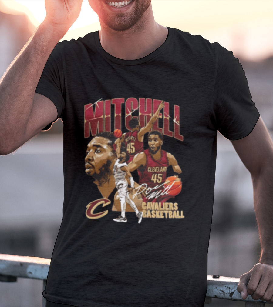 Donovan Mitchell Cleveland Cavaliers Basketball 45 Player Action Poses T-Shirt