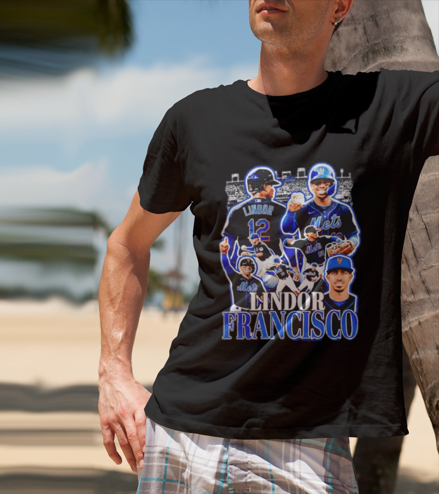Francisco Lindor Mets 12 MLB Baseball Player Collage T-Shirt