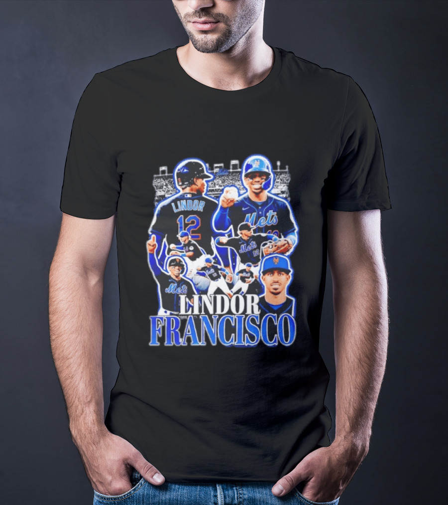 Francisco Lindor Mets 12 MLB Baseball Player Collage T-Shirt